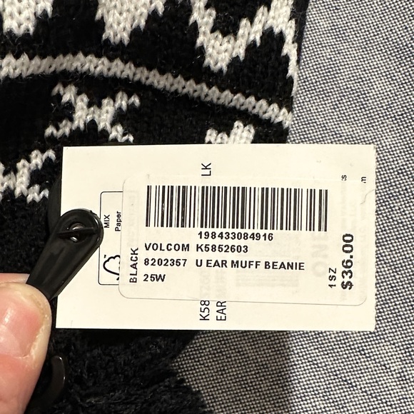 Volcom Black & White Pom Pom Earflap Beanie - Picture 14 of 14